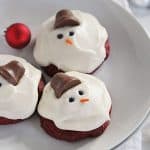 红色天鹅绒和奶油奶酪融化雪人饼干#cookies #Christmas #redvelvet #creamcheese