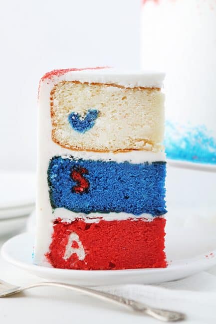 蛋糕里有红白蓝的惊喜#美国