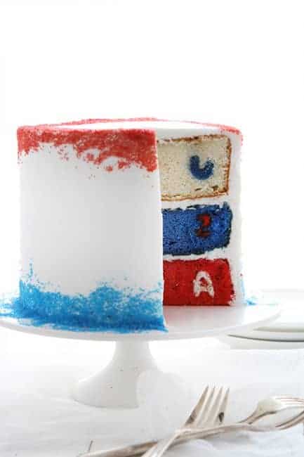 蛋糕里有红白蓝的惊喜#美国