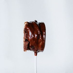 奥利奥巧克力片饼干布朗尼咬在一个棒和覆盖士力架!
