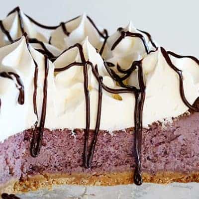 真正的蓝莓芝士蛋糕配脆饼皮!