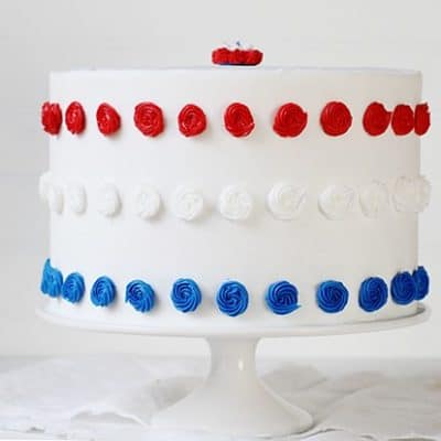 爱国红、白、蓝蛋糕!