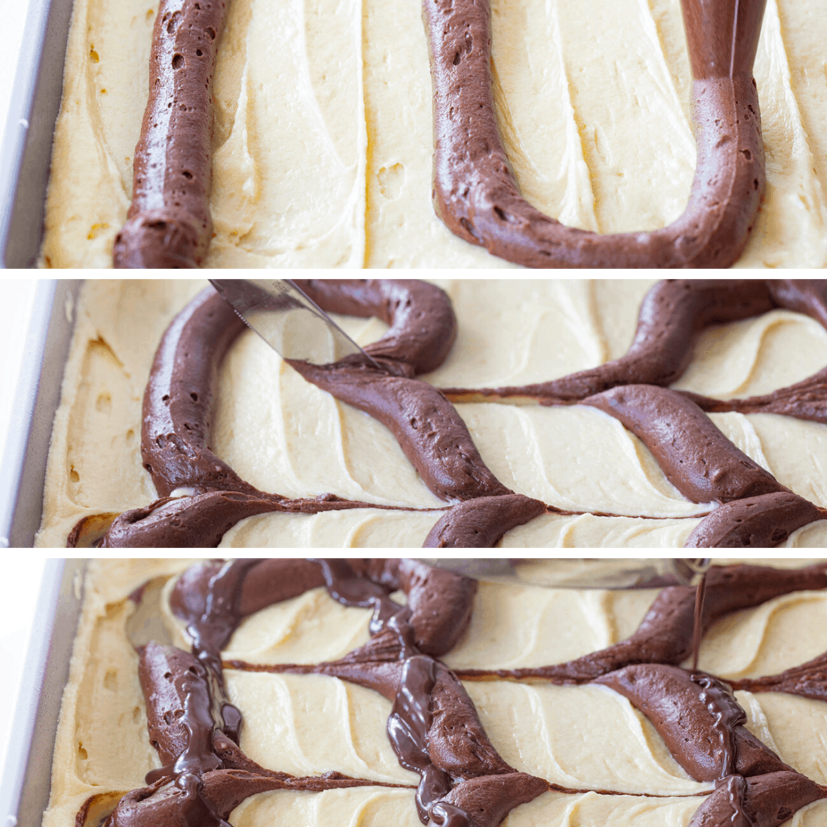 大理石蛋糕过程图像如何将巧克力添加到香草蛋糕