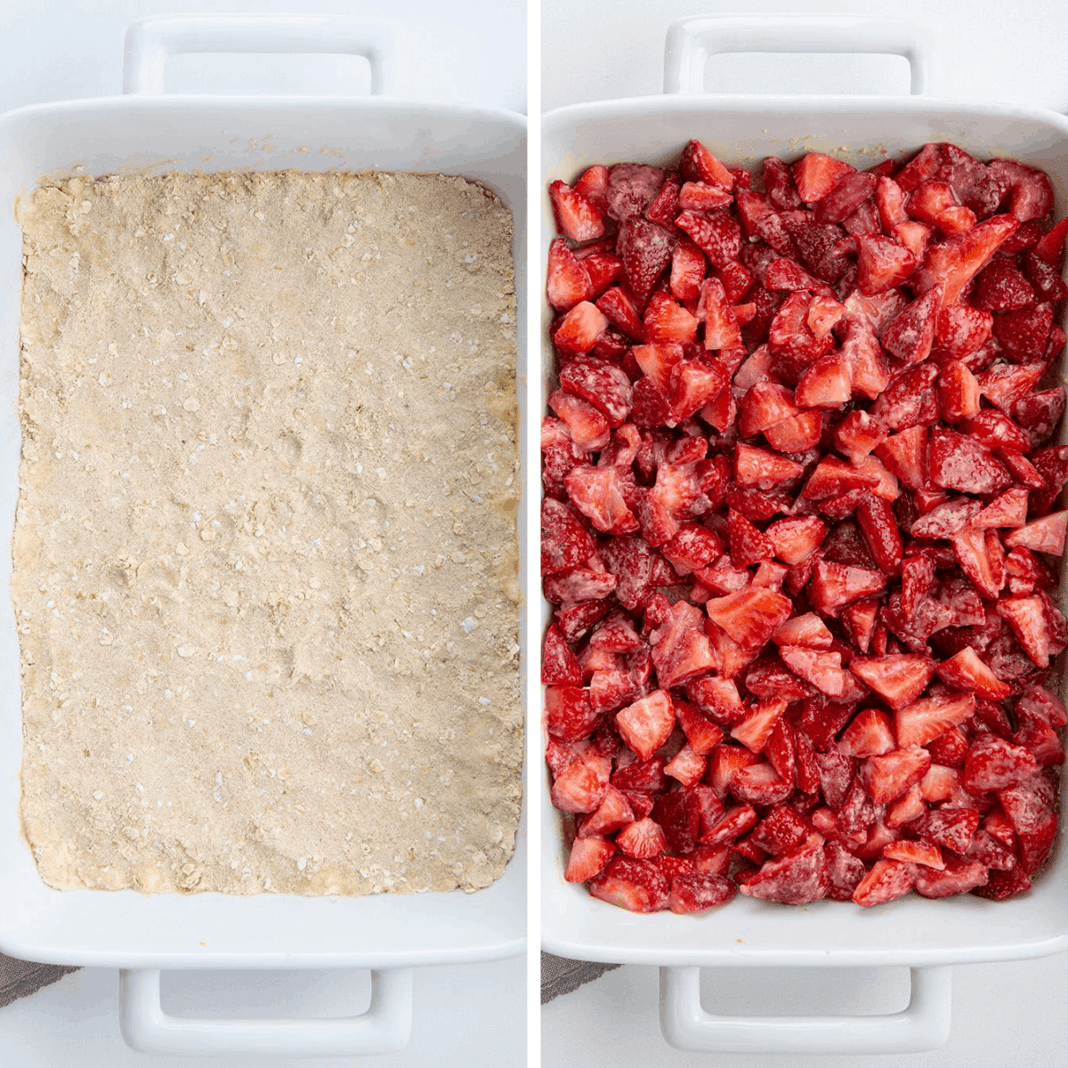 用于草莓酥的层的过程图像